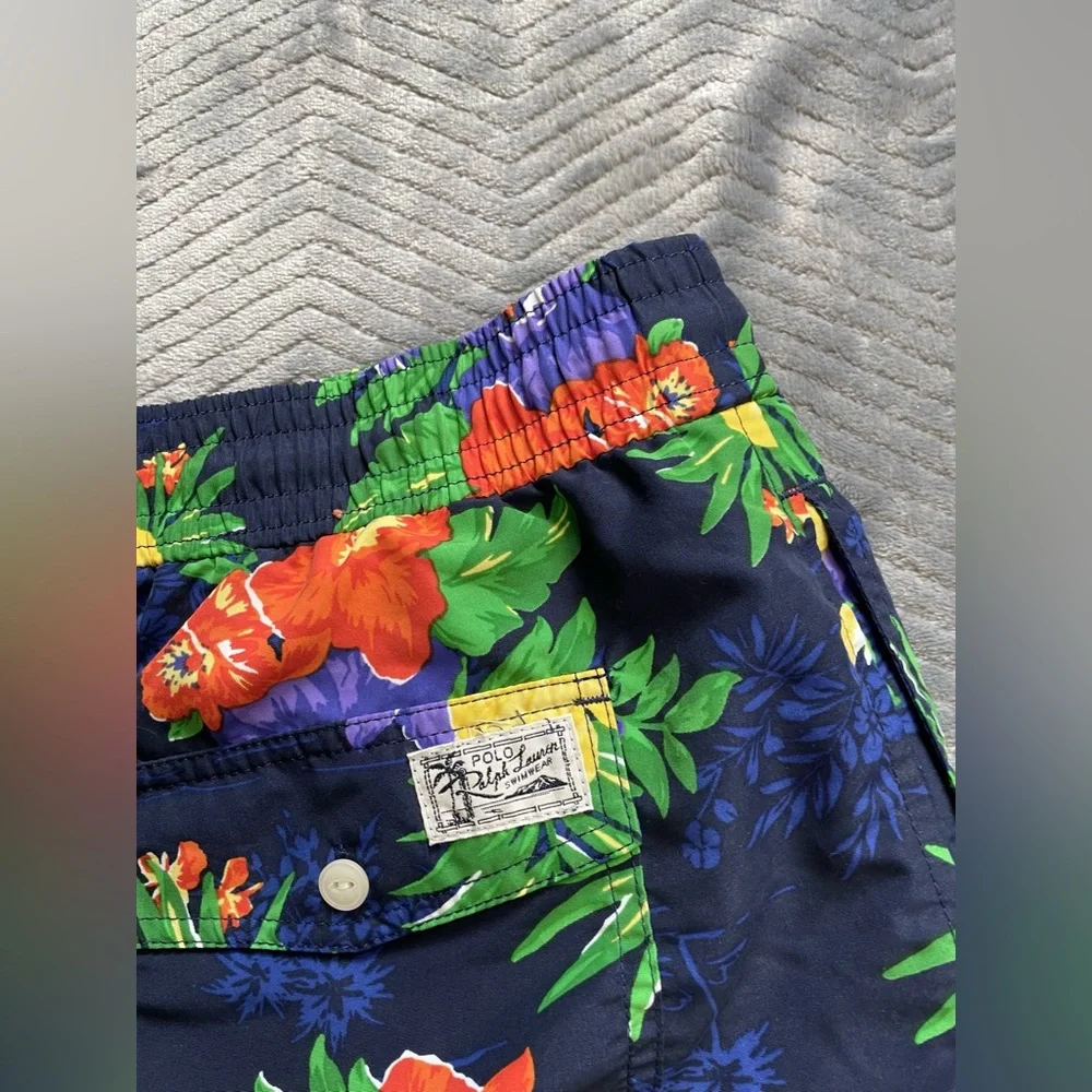 Mens Polo Ralph Lauren Hawaiian Tropical Floral Swim Trunks With Liner XL
